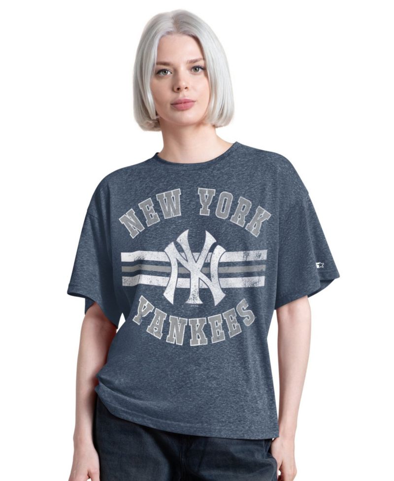 Women's Navy New York Yankees Jump Shot Boyfriend Tri-Blend T-Shirt