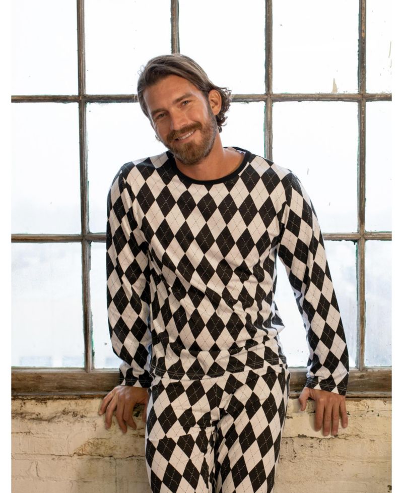 Men's 2-piece. Cotton Loose Fit Argyle Pajamas