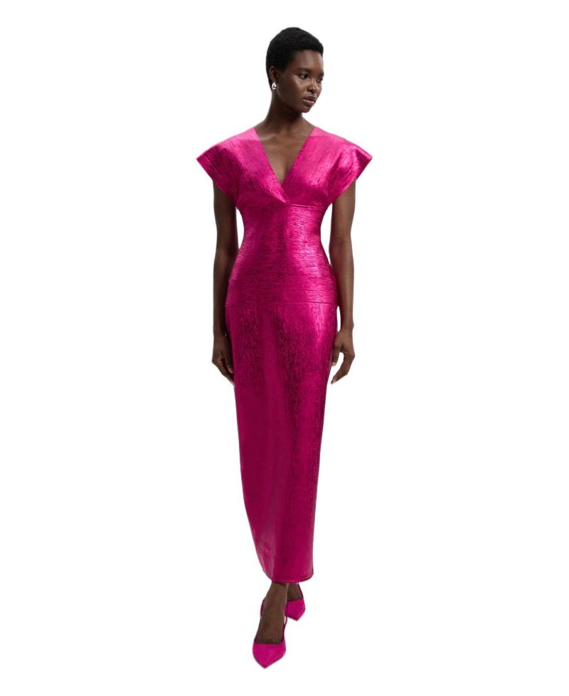 Women's Deep V-Neck Angel Sleeve Maxi Dress