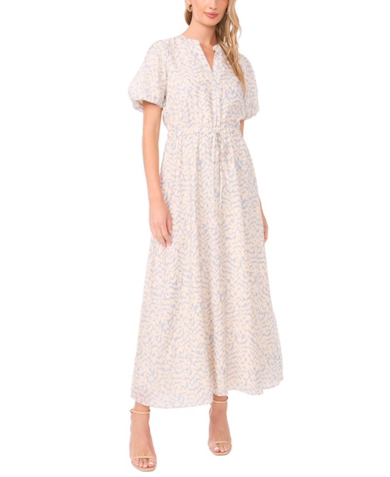 Women's Puff-Sleeve Woven Maxi Dress