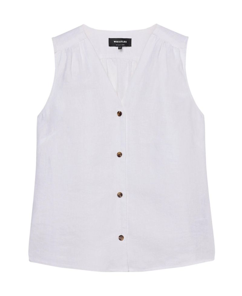 Women's Laura Linen Button-Up Tank Top