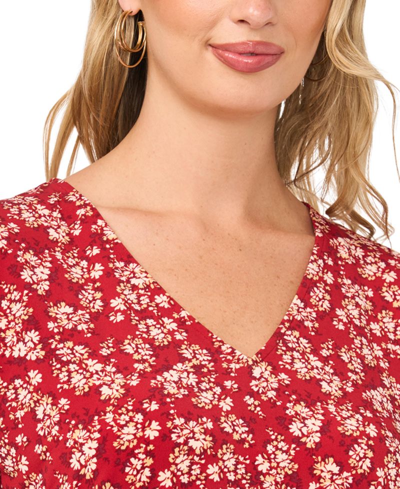 Women's Floral V-Neck Short-Sleeve T-Shirt