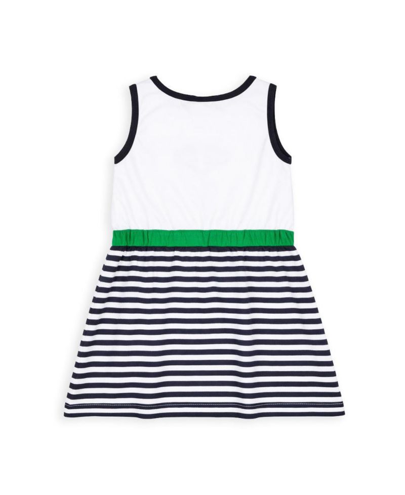 Little Girls Stripe Knit Dress with Tennis Rackets
