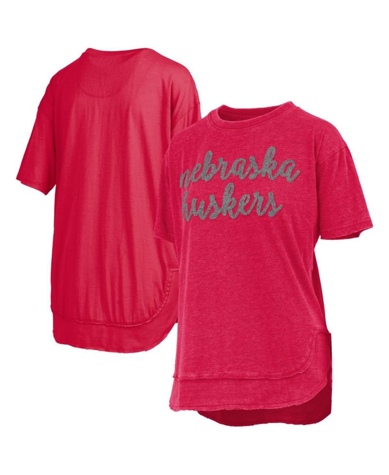 Women's Scarlet Nebraska Huskers Poncho T-Shirt