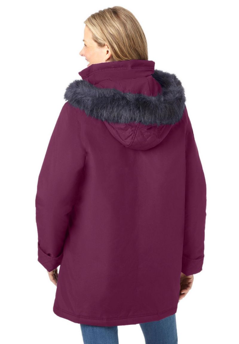 Plus Size Faux Fur Down Parka Coat