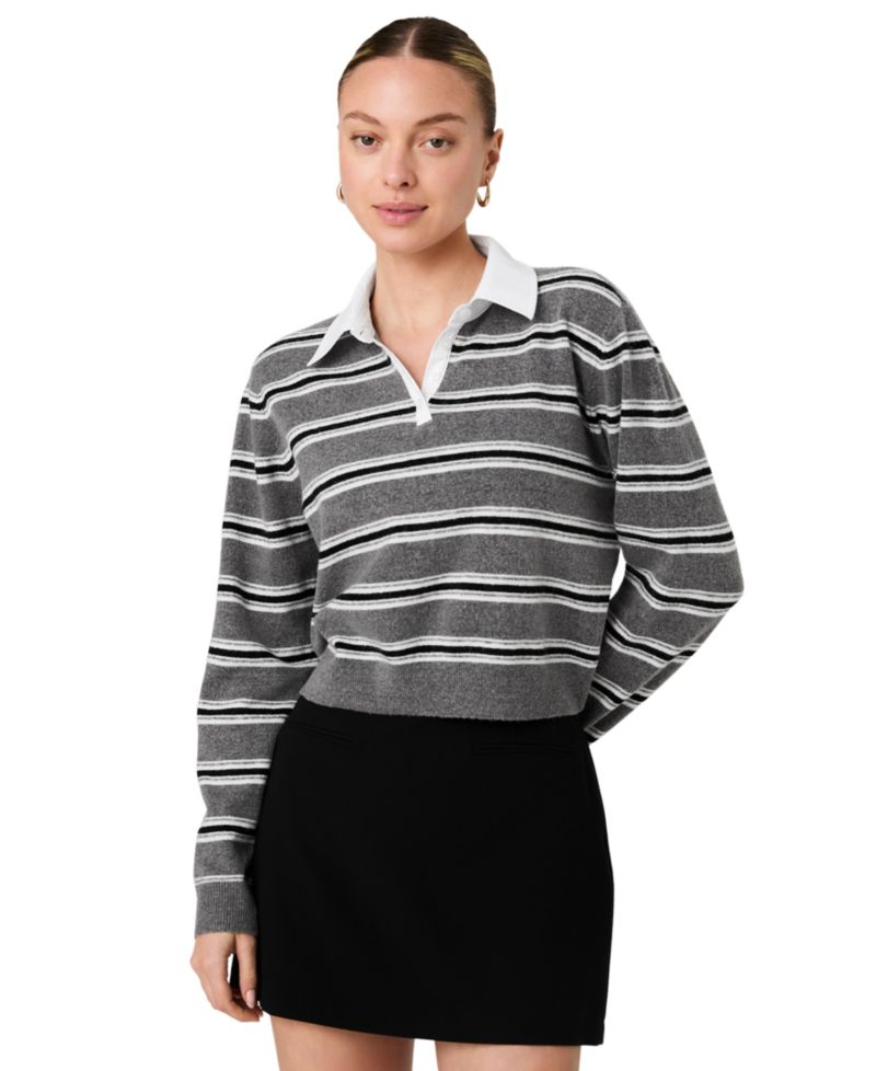 Women's Yulia Knit Campus Oversized Cropped Stripe Sweater