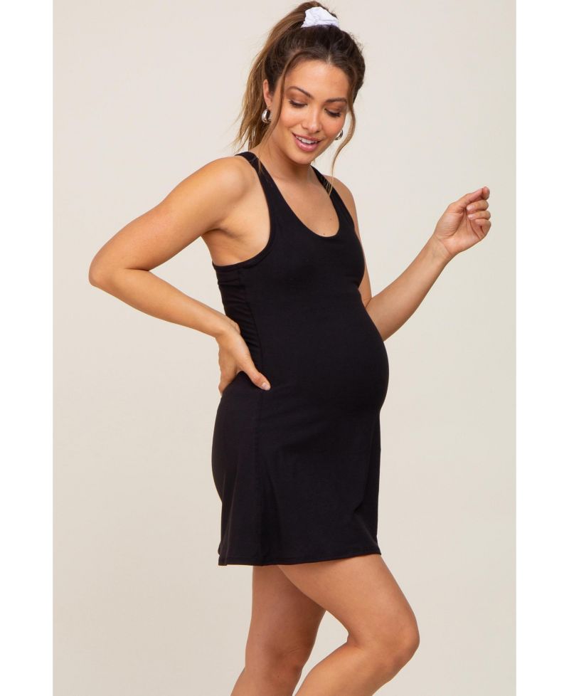 Women's Black Tennis Racerback Romper Dress