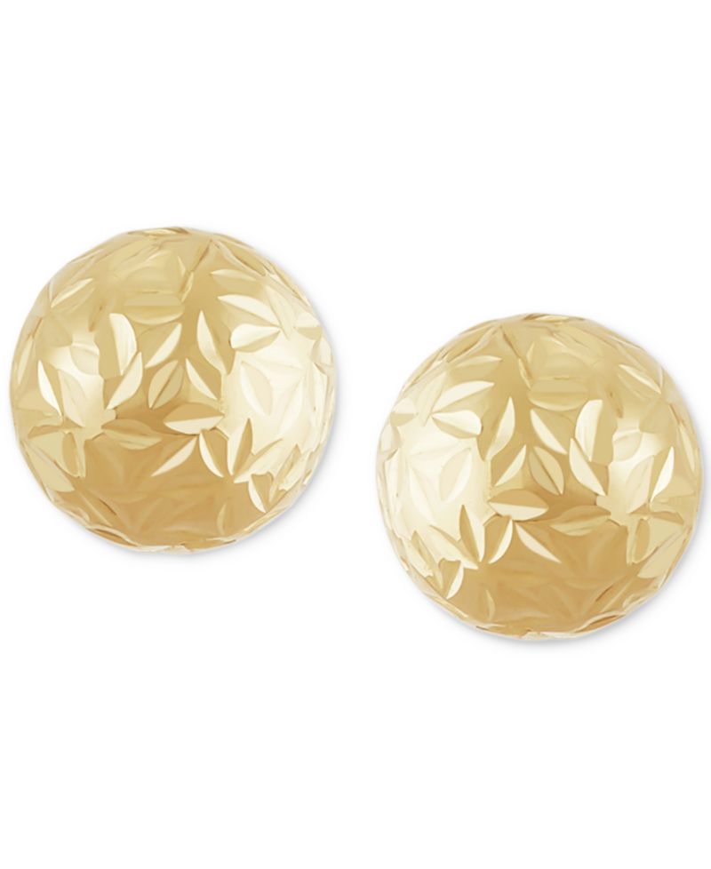 Polished & Textured Front & Back Stud Earrings in 14k Gold