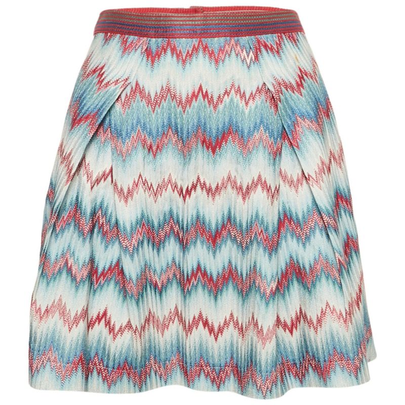 Women's Blue Chevron Pattern Knit Mini Skirt