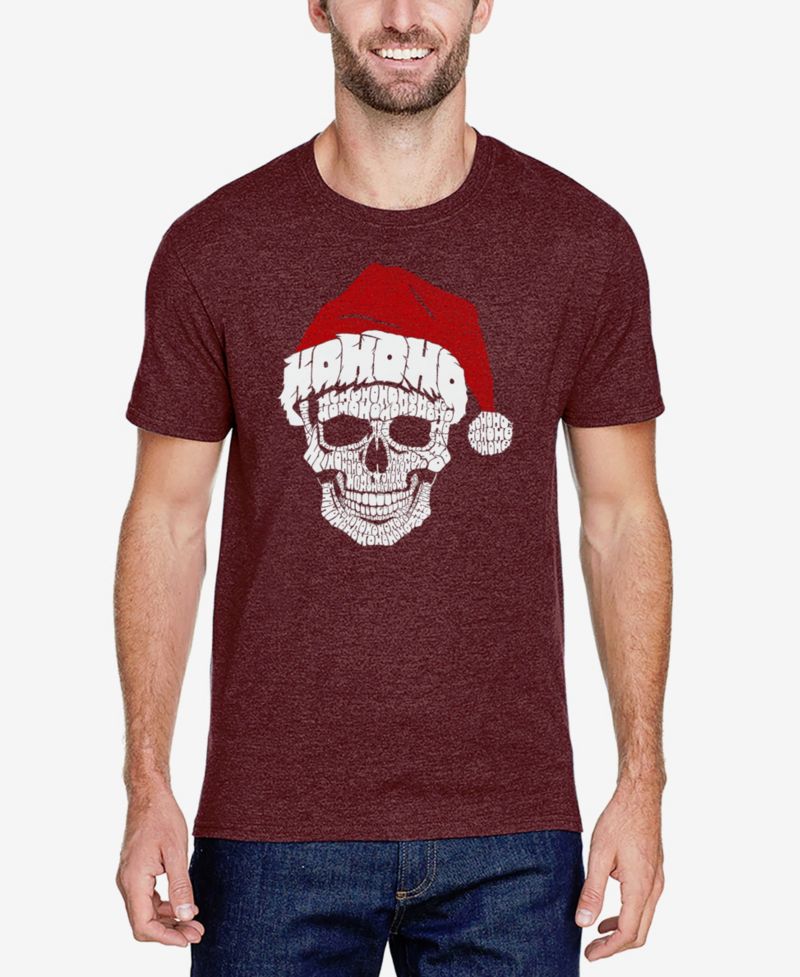 Men's Cotton/Poly Blend Word Art T-Shirt - Santa Skull