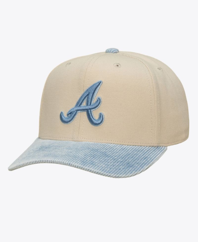 Men's Cream/Light Blue Atlanta Braves Washed Corduroy Pro Crown Snapback Hat