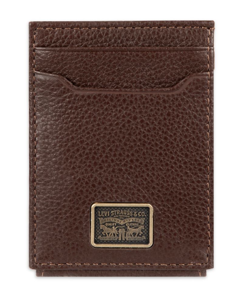 Men's RFID Genuine Leather Card Case Wallet with Magnetic Money Clip