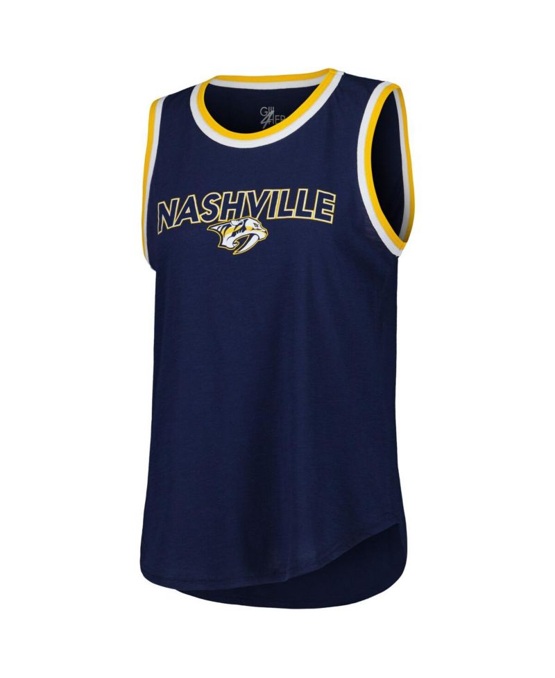 Women's Navy Nashville Predators Strategy Tank Top