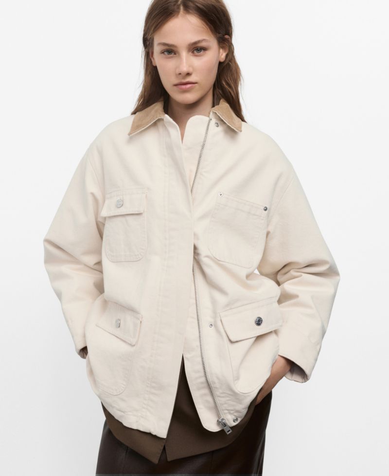 Women's Corduroy Collar Denim Parka Blazer