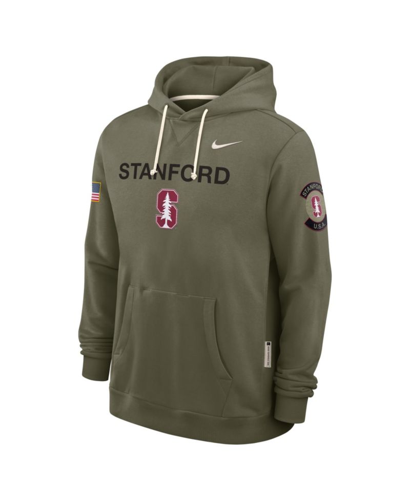 Men's Olive Stanford Cardinal 2025 Military Appreciation Performance Pullover Hoodie