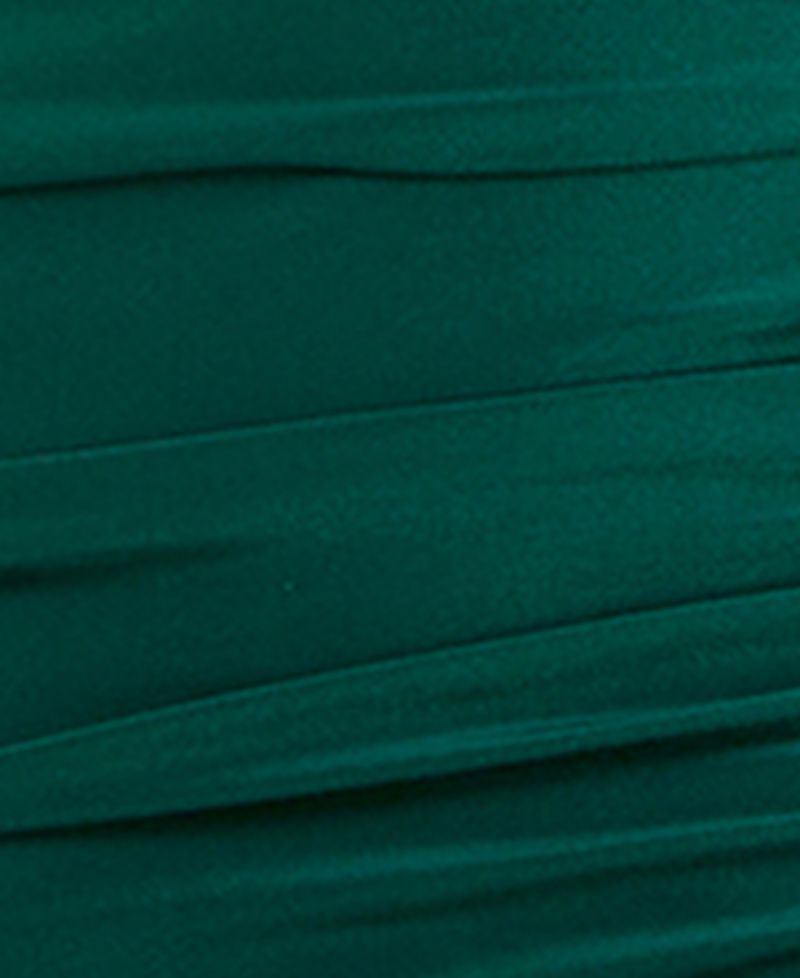 Juniors' Sleeveless Ruched Satin Gown with High Slit