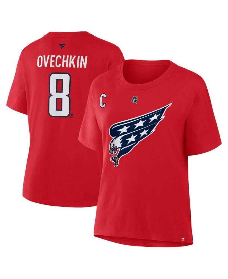 Women's Alexander Ovechkin Red Washington Capitals Authentic Stack Name & Number T-Shirt