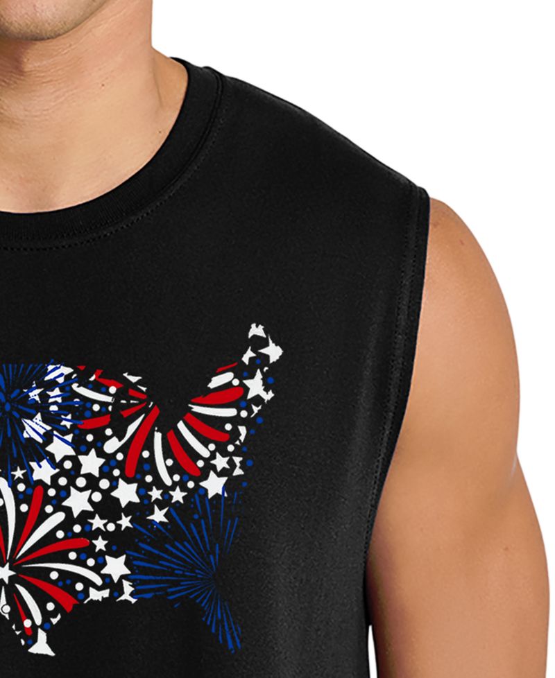 Men's American Flag Fireworks Graphic Tank Top