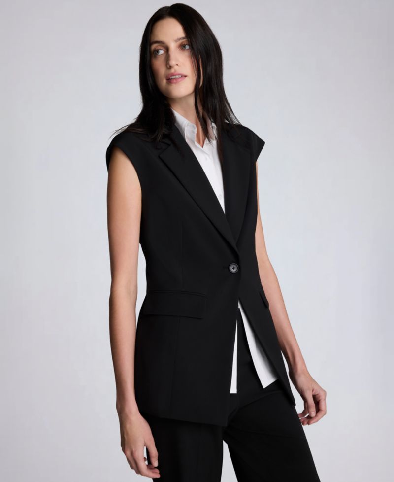Women's Luxe Twill Sleeveless Vest with Detachable Shirt