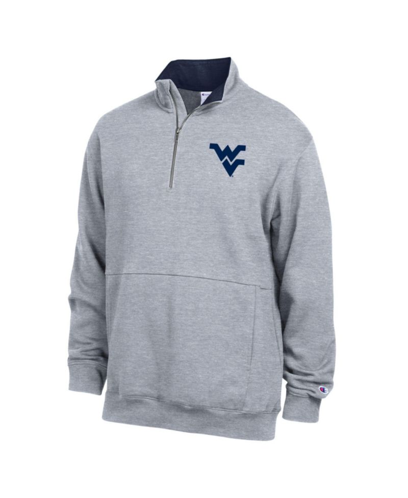 Men's Heather Gray West Virginia Mountaineers Fleece Quarter-Zip Pullover