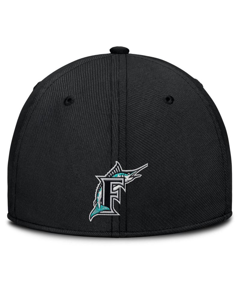 Men's Gray/Black Florida Marlins Rise Swoosh Performance Flex Hat