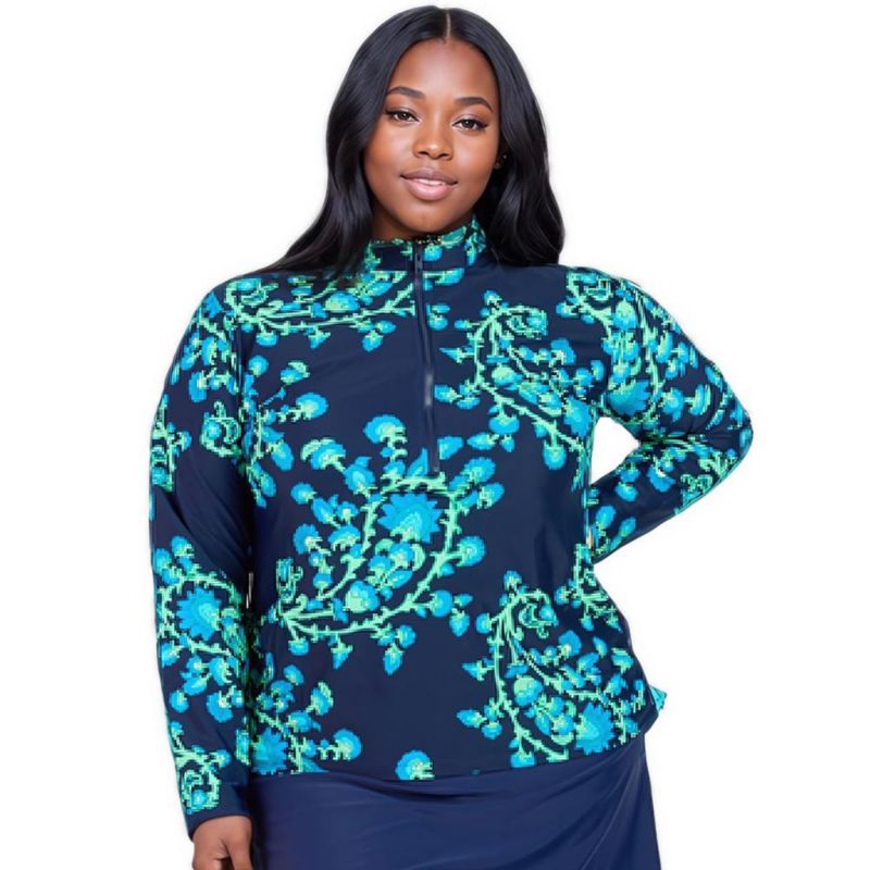 Plus Size Half-Zip Nora Swim Top