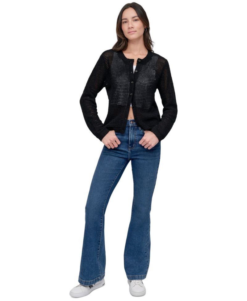 Women's Baby Chenille Open-Stitch Long-Sleeve Cardigan