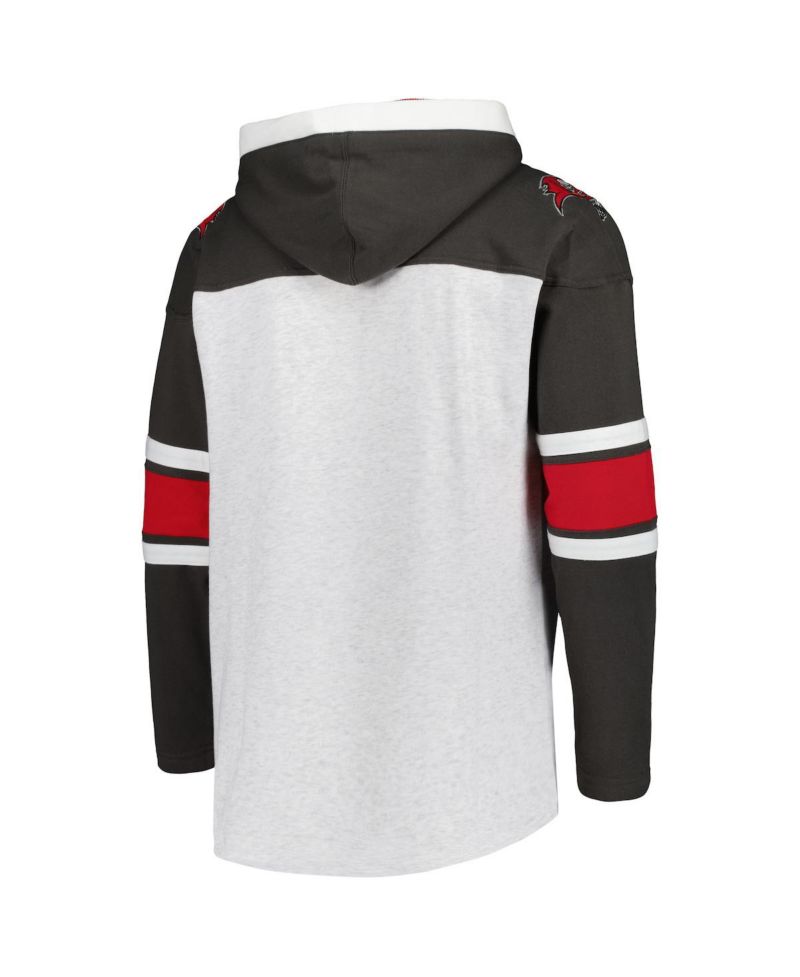 Men's Tampa Bay Buccaneers Heather Gray Gridiron Lace-Up Pullover Hoodie