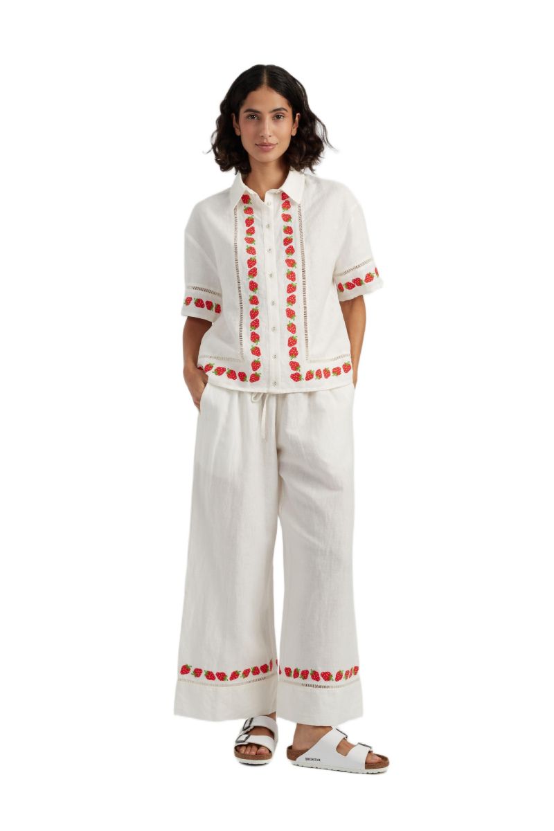Women's Chinti and Parker Linen-Blend Strawberry Shirt