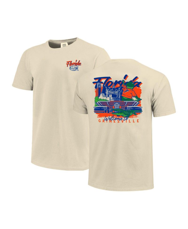 Men's Natural Florida Gators Comfort Colors Hand-Drawn Campus Stack T-Shirt