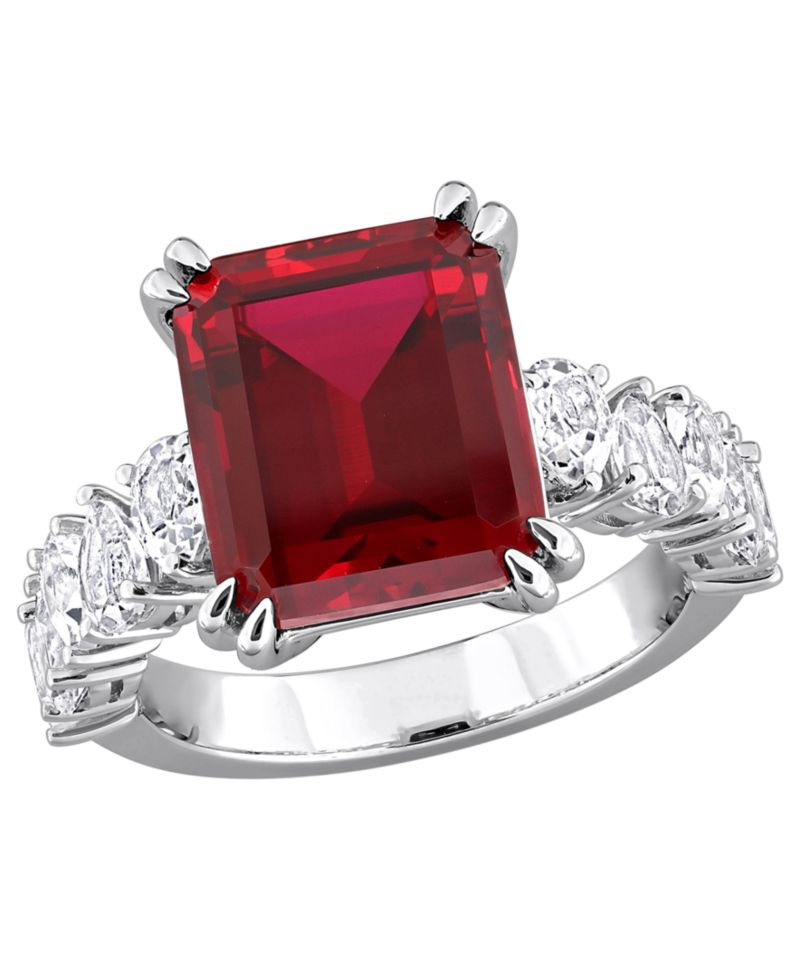 Lab Grown Blue Sapphire (5 ct. t.w.) & Lab Grown White Sapphire (2-1/5 ct. t.w.) Ring in Sterling Silver (Also Available in Ruby)