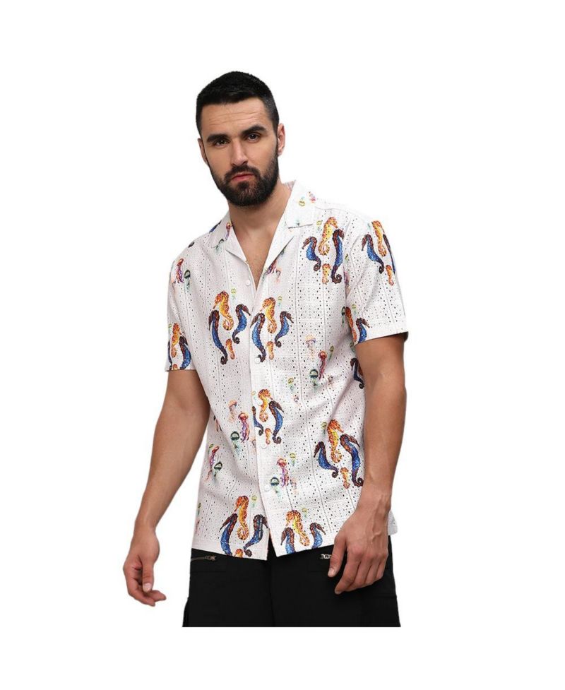 Men's Multicolour Mesh Seahorse Shirt