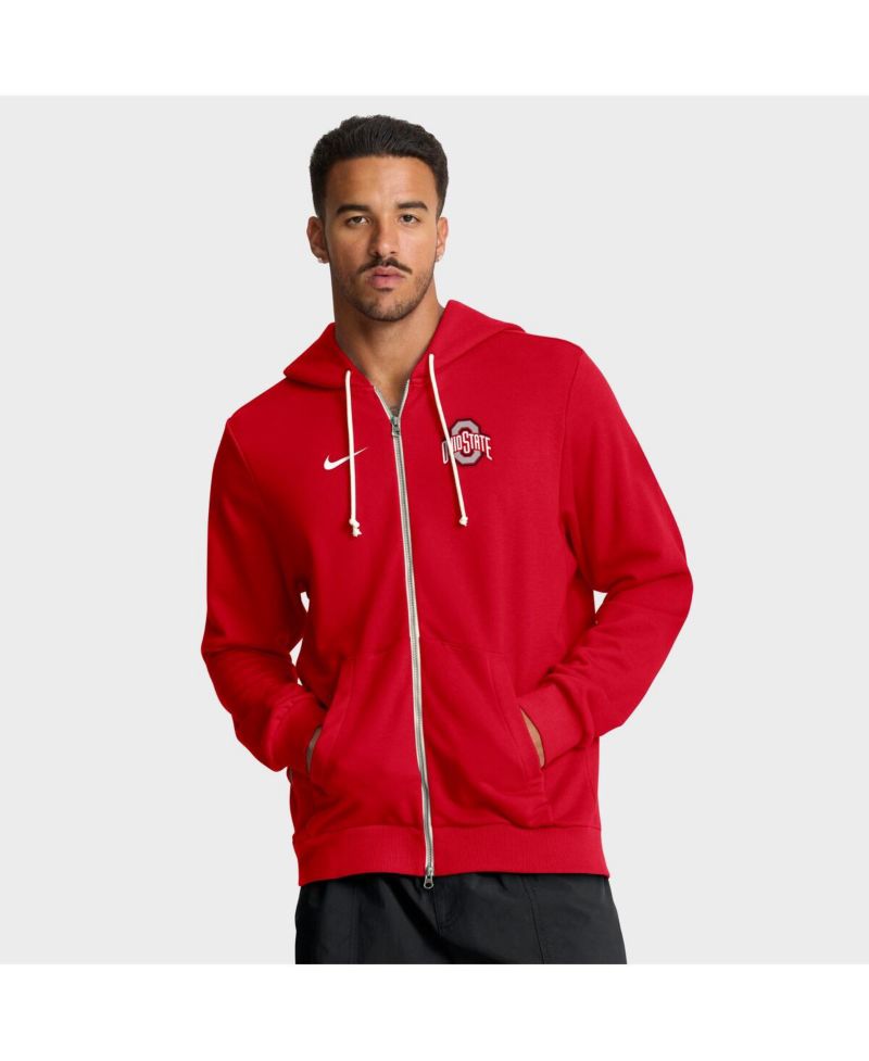 Men's Scarlet Ohio State Buckeyes 2025 Sideline Performance Full-Zip Hoodie