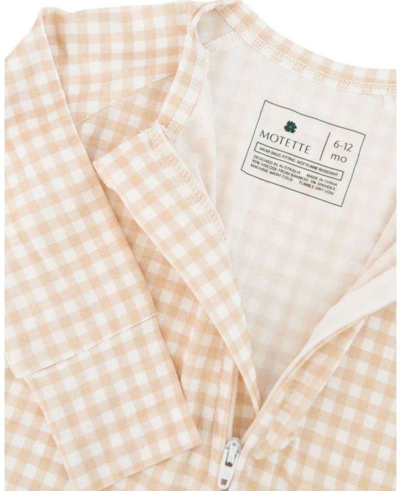 Baby Boys Sandstone Gingham Bamboo Sleeper