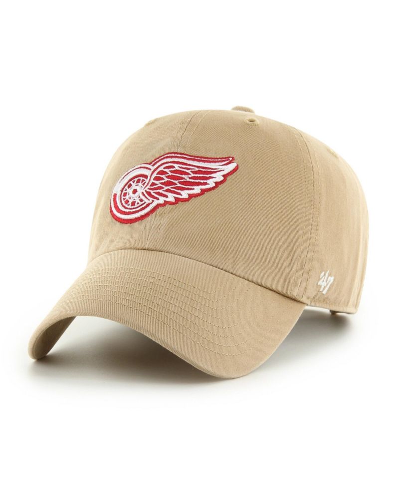 Men's Khaki Detroit Red Wings Logo Clean Up Adjustable Hat