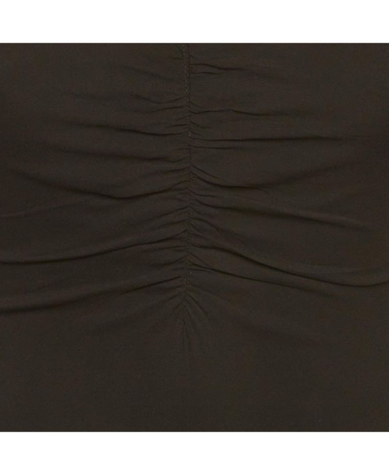 Women's Crepe Medusa Detail Ruche Midi Dress
