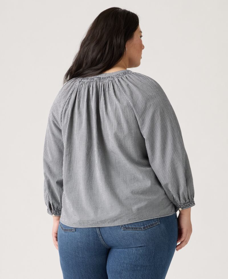 Plus Size V-Neck Chambray Relaxed-Fit Reverie Cotton Top