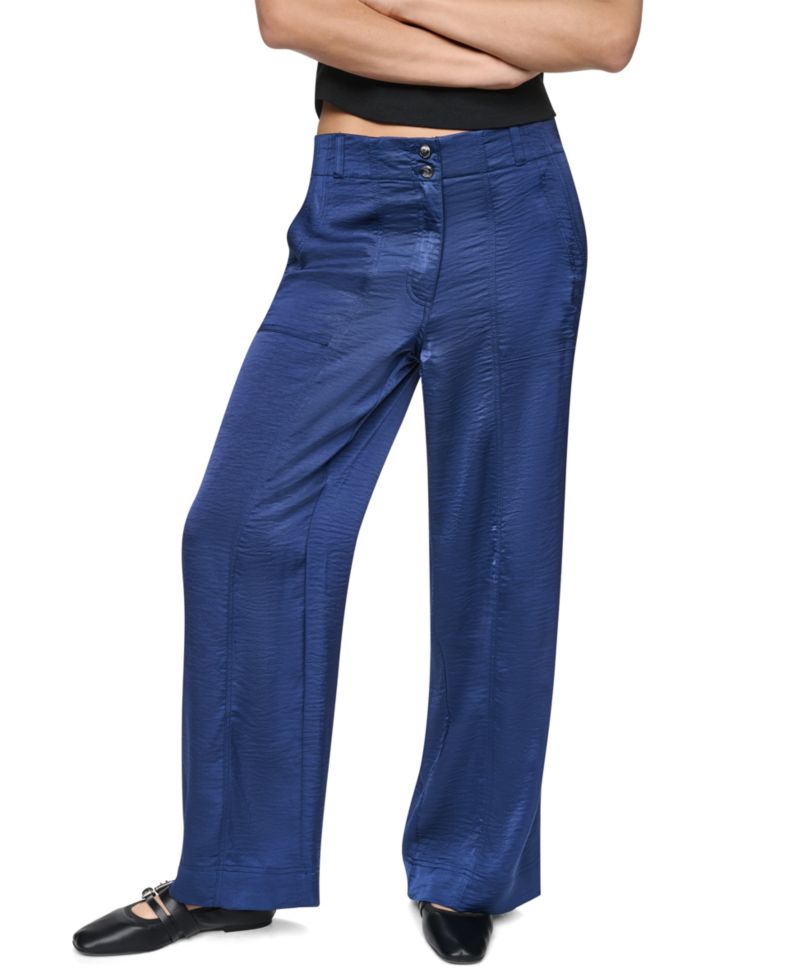 Women's Wide-Leg Double-Button Front Glazed Pants