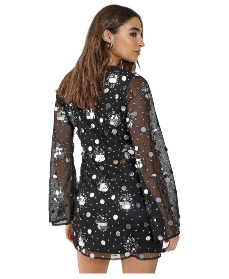 Women's Lace Up Fluted Sleeve Mini Dress