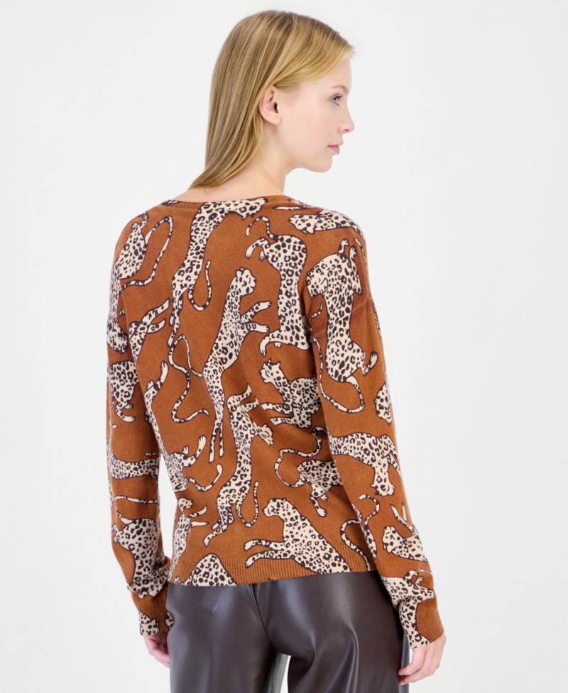 Women's Long-Sleeve Leopard-Print Sweater
