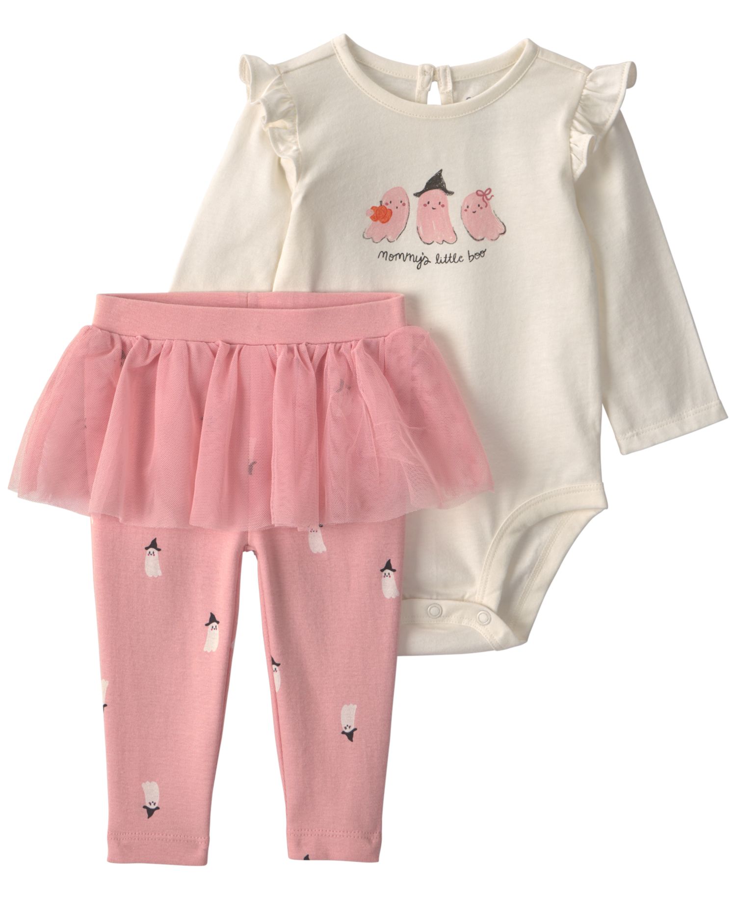 Боди с длинными рукавами и тюлевые штаны для маленьких девочек Mommy's Little Boo на Хэллоуин, комплект из 2 предметов