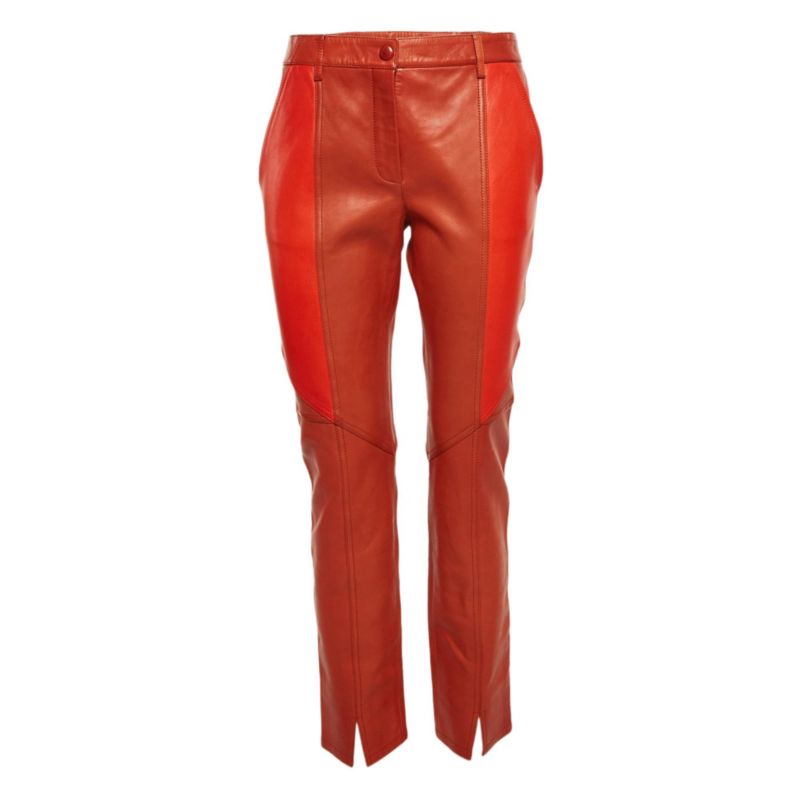 Women's Brown Patchwork Leather Pants