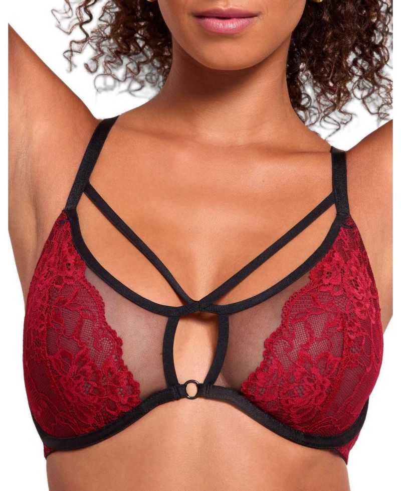 Saveria Unlined Plunge Strappy Lace Bra