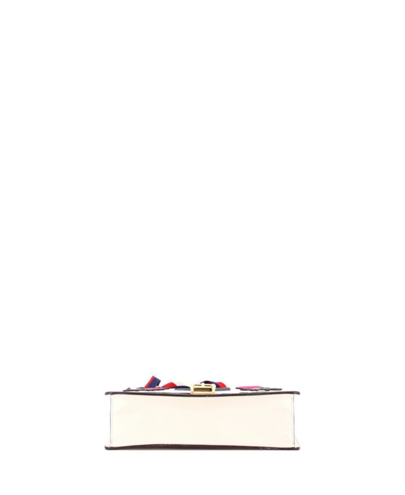 Sylvie Small Embroidered Web Paneling Shoulder Bag