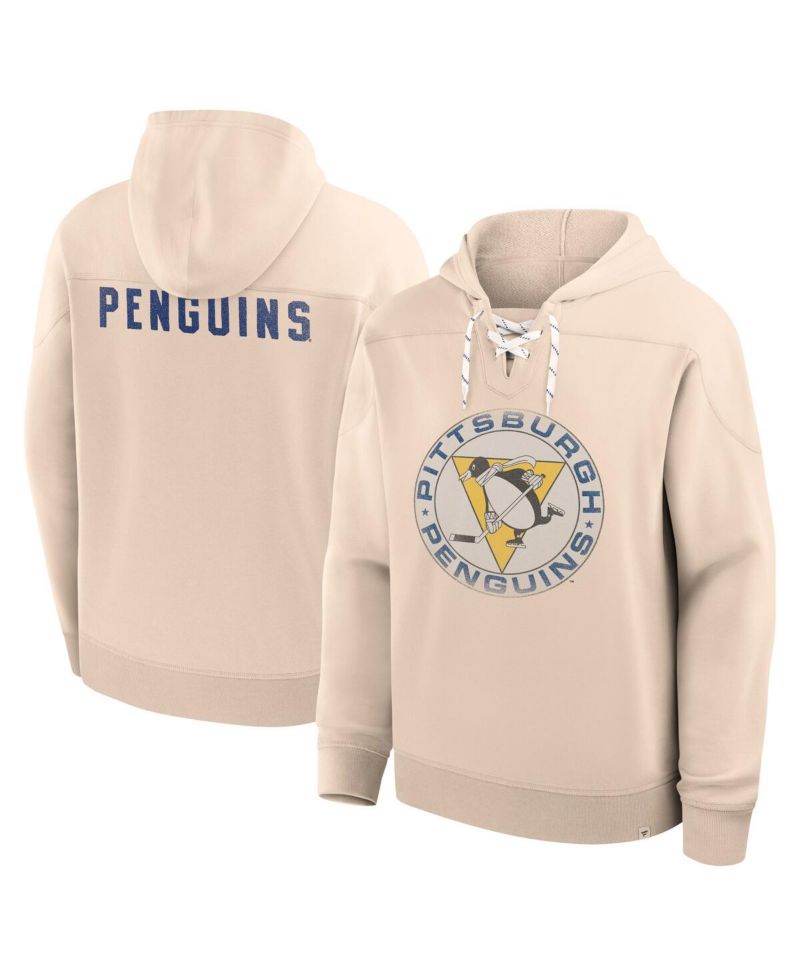Men's Cream Pittsburgh Penguins Vintage Hoodie