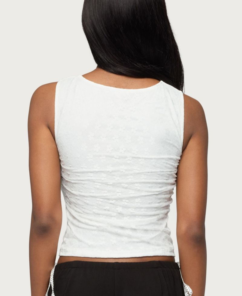 Women's Elisia Twist Cutout Flower Lace Top