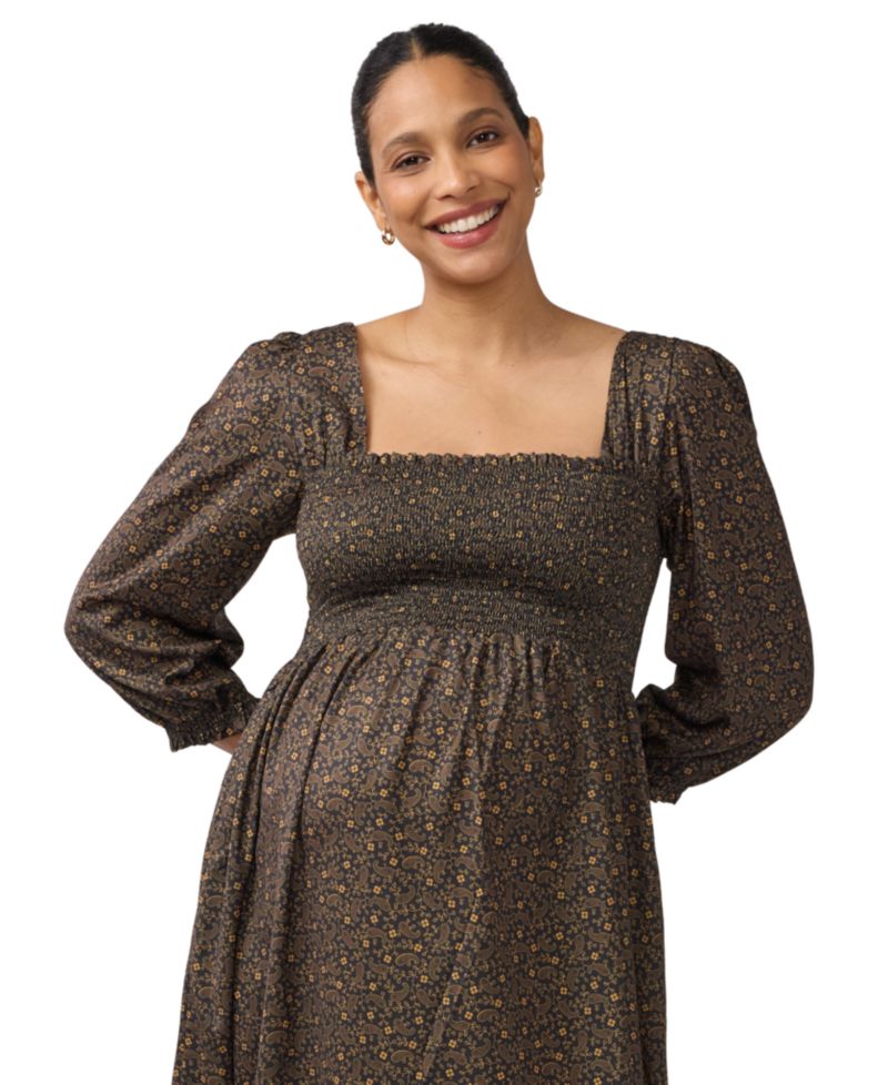 Women's Ingrid + Isabel Smocked Sateen Nursing Midi Dress