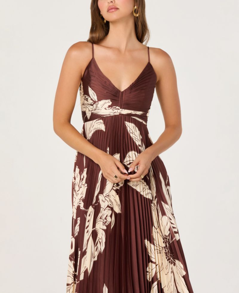 Women's Printed V-Neck Maxi Dress