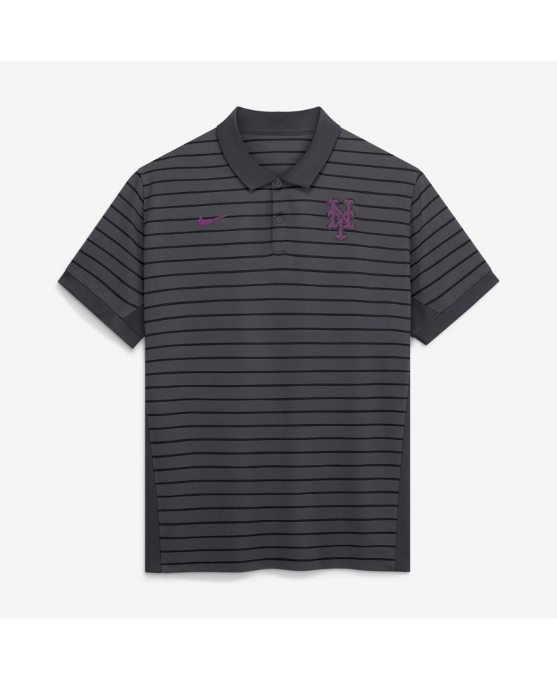 Men's Anthracite/Black New York Mets Authentic Collection City Connect Striped Victory Dri-FIT Polo Shirt