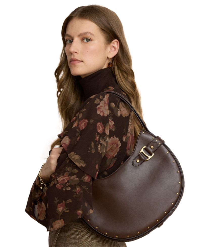 Tasha Studded Leather Medium Shoulder Bag